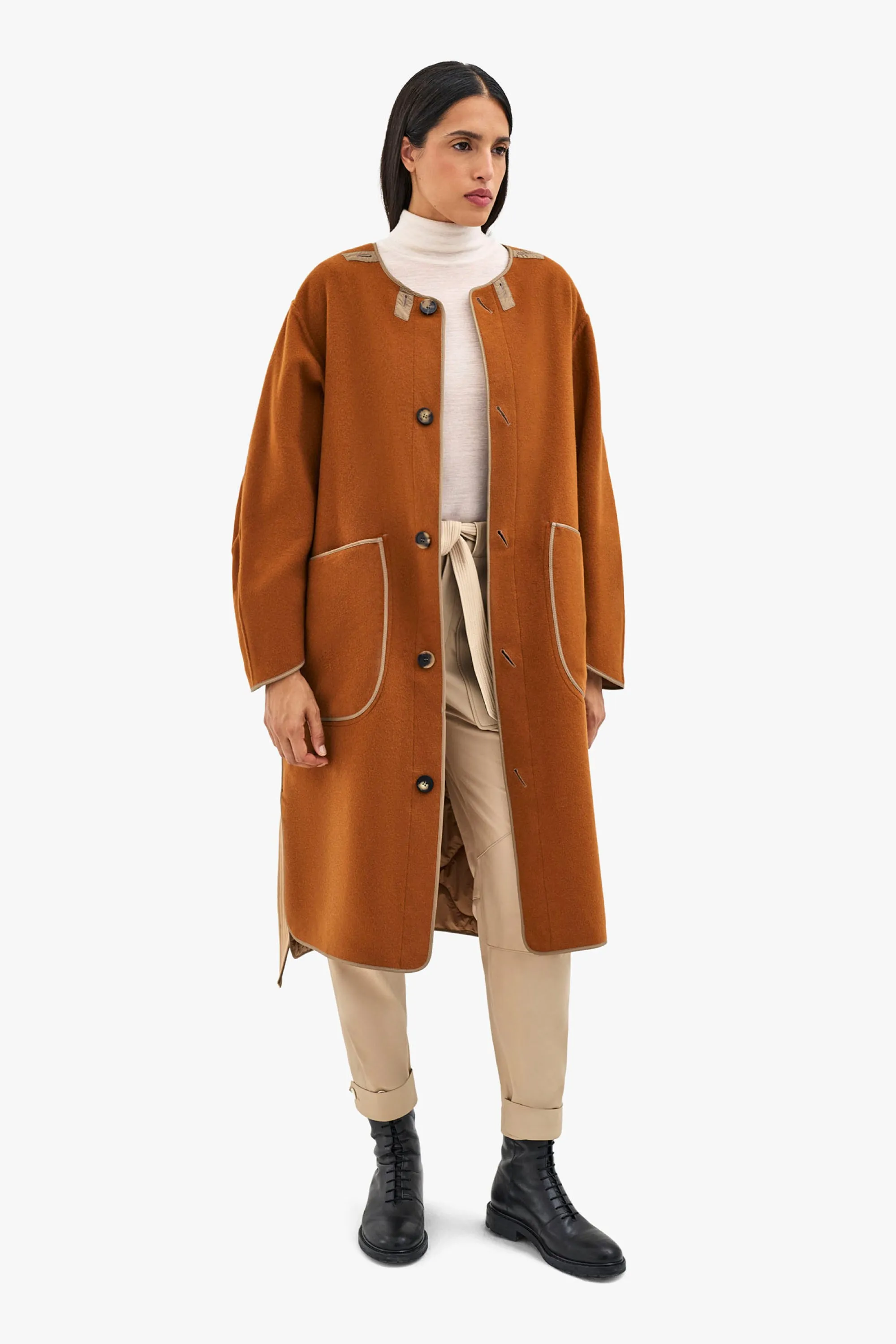 Wool Quilt Parka - Camel / Sienna