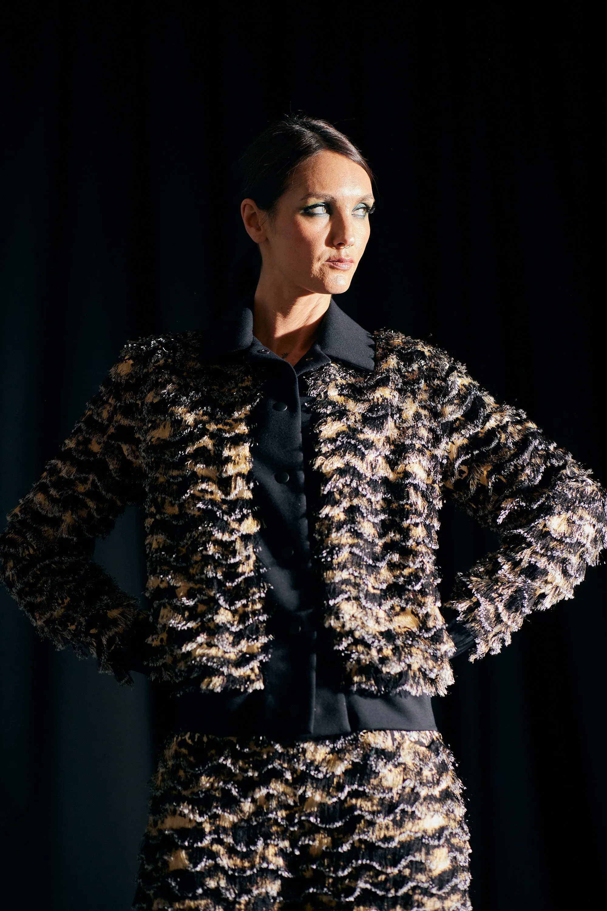 WORLD 4824 Dark Secrets Jacket Gold & Black Fringing