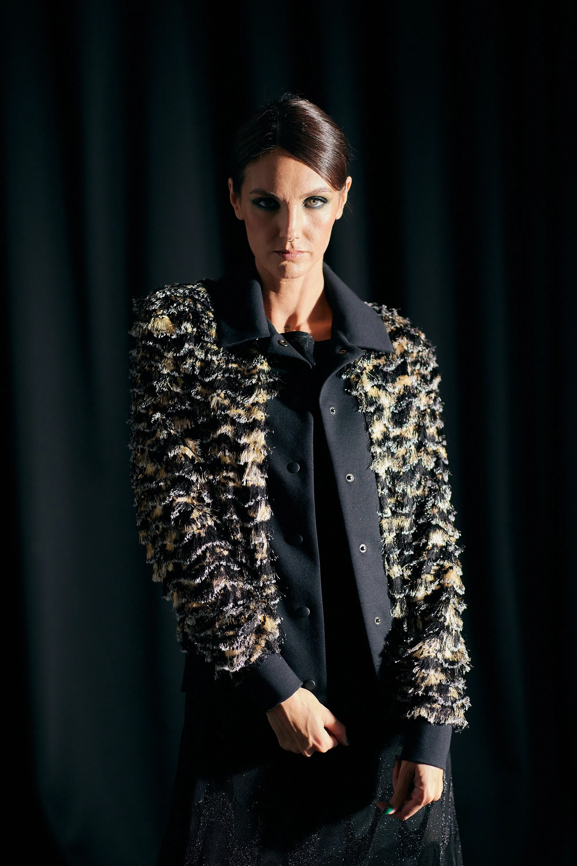 WORLD 4824 Dark Secrets Jacket Gold & Black Fringing