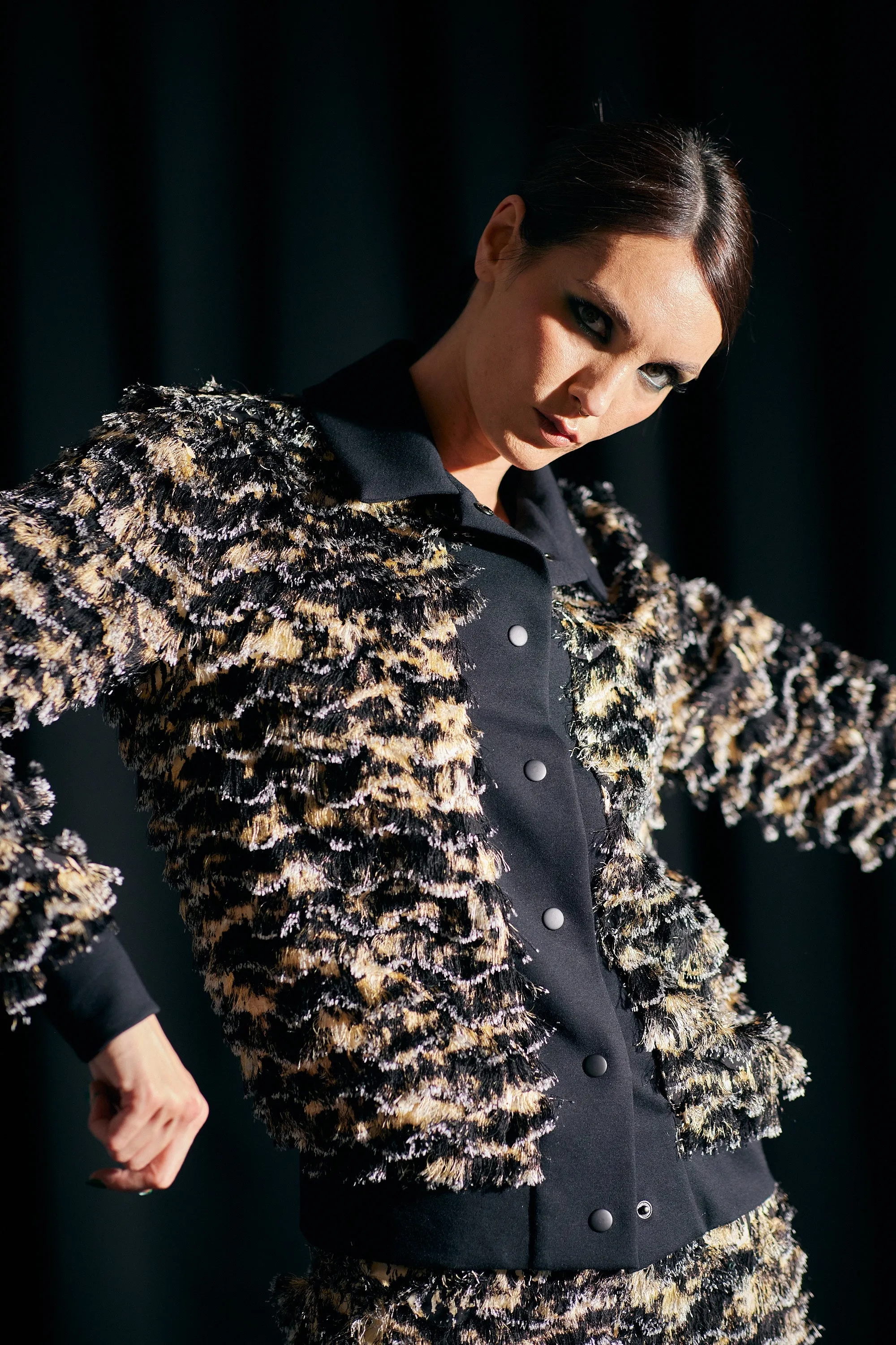 WORLD 4824 Dark Secrets Jacket Gold & Black Fringing