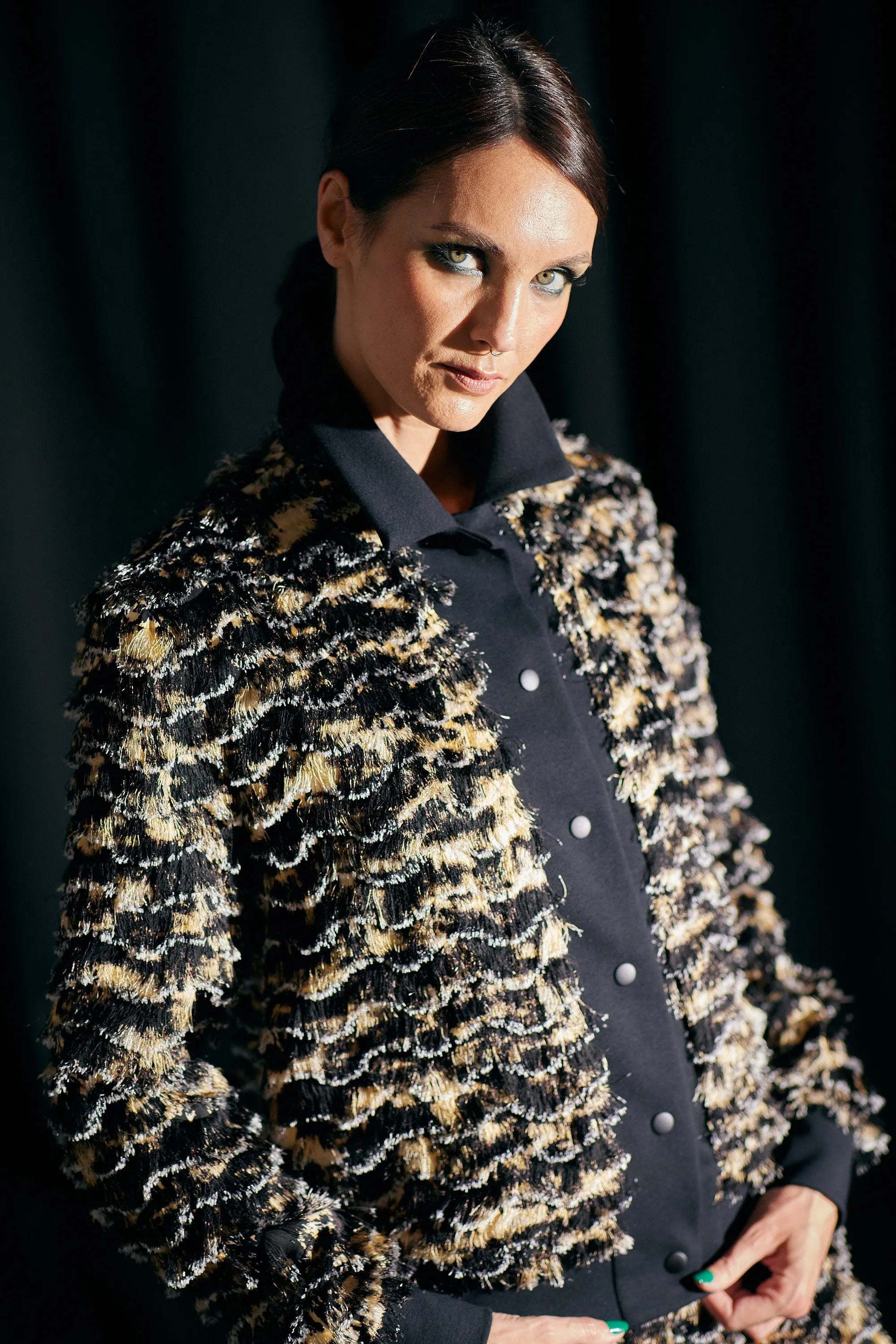 WORLD 4824 Dark Secrets Jacket Gold & Black Fringing
