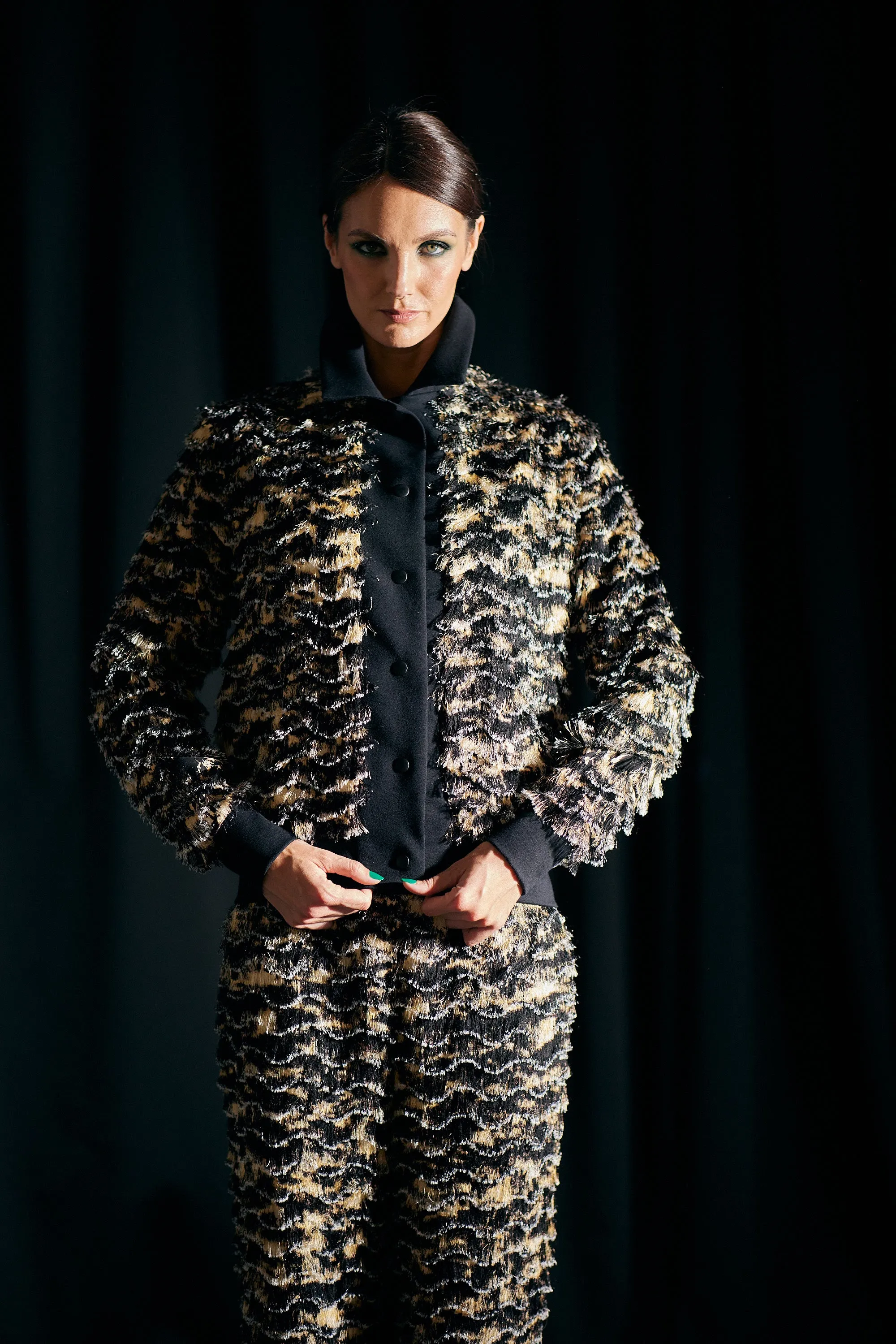 WORLD 4824 Dark Secrets Jacket Gold & Black Fringing
