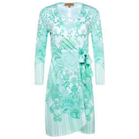 Wrap dress emerald heart print