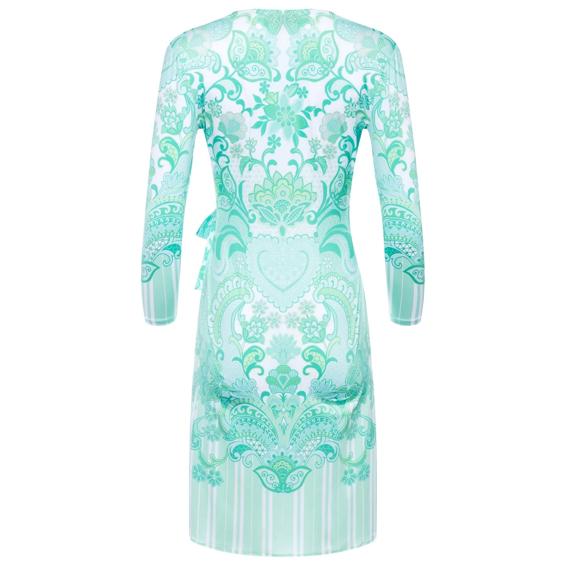 Wrap dress emerald heart print