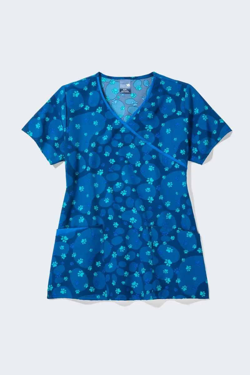 Z17213 Furmiliar Fun Women's Print Scrub Top